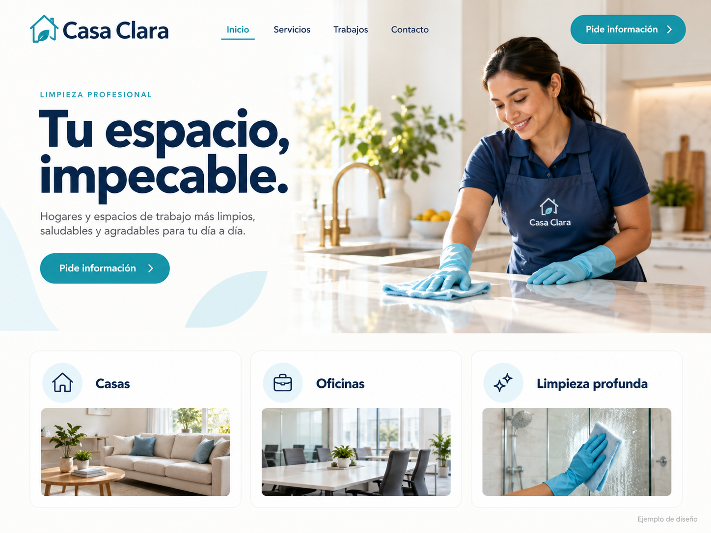 Ejemplo de página de limpieza: claro y directo