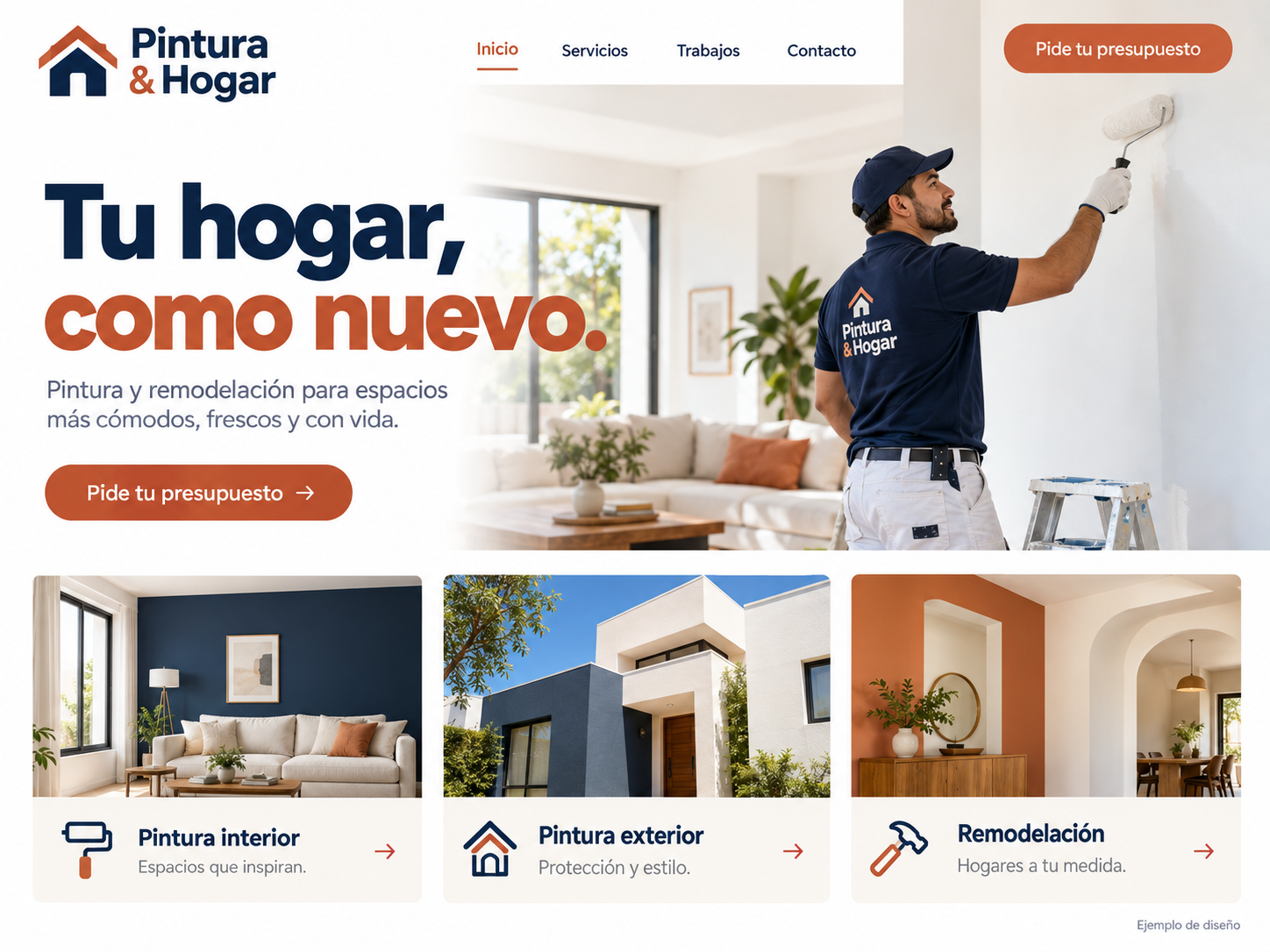 Ejemplo de página de pintura y remodelación: claro y directo