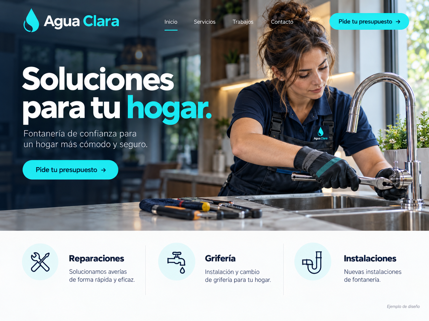 Ejemplo de página de plomería: imagen grande